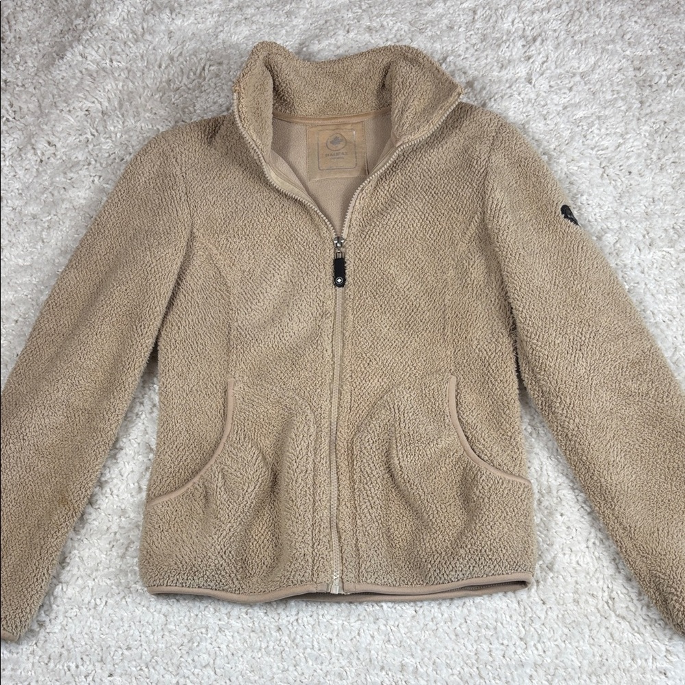 Halifax Women's Tan Fleece Gull Zipper Jacket, Size Small